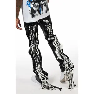 Otto Black Stacked Flare PU Pant