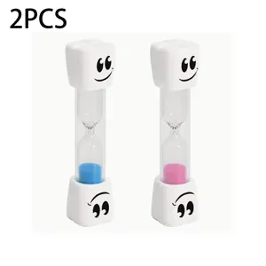 2 PCS Creative 3-minute hourglass timer, your toothbrushing companion, monitors your brushing time, cute decorative gift (the hourglass may have a slight time error)