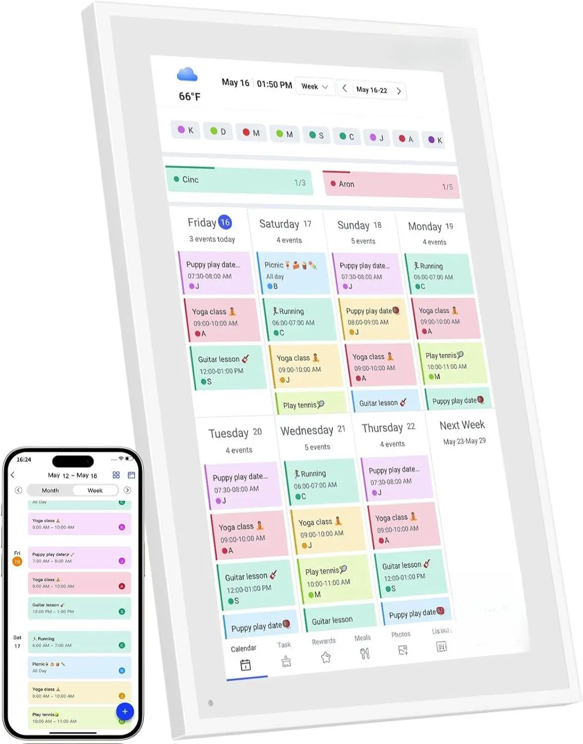 [New deal] - Smart Digital Calendar: 21.5-Inch Electronic Wall Calendars & Chore Chart, Full HD Interactive Touchscreen Display for Family Schedules Planner,Seamless Scheduling/Organizing-Wall/Desk Mountable