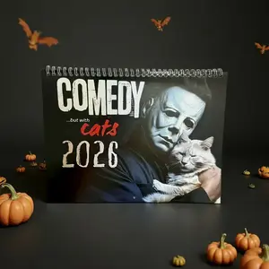 2026 Horror Cat Calendar, Elegant Minimalist Design with 12 Months Dates and Holiday Markers, Perfect for Office, Living Room, and Bedroom - Ideal Gift for Cat Lovers, Cat Decor, Desk Calendar