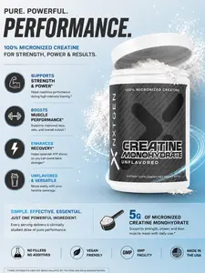 Micronized Creatine Monohydrate 90 Servings Unflavored Dietary Fitness Supplement Healthcare Vitamin for Optimal Absorption