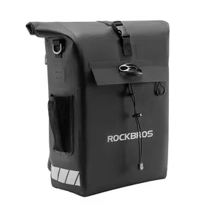 ROCKBROS Convertible Waterproof Bike Rack Bag 18L Adjustable Capacity Backpack with Helmet Buckle Reflective Logos & Taillight Hooks for Outdoor Activities