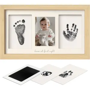 Decorative Photo Frame with Words, Ink Pad Kit No Dirty Ink Hand and Footprint Set, Boy Girl Memorabilia, Clean Touch Paw Print Dog Frame