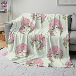 Demon Slayer Mitsuri Kanroji Chibi Digital Print Blanket - Soft, Warm, Lightweight Anime-Themed Graphic Blanket for Anime Room, Watch Party, Outdoor Outings, Multiple Sizes, Kimetsu no Yaiba Fans Gift 251110