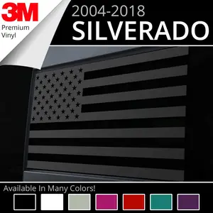 BocaDecals Pre-Cut Rear Middle Window American Flag Decal For 2004-2018 Chevy Silverado & GMC Sierra 1500/2500/3500