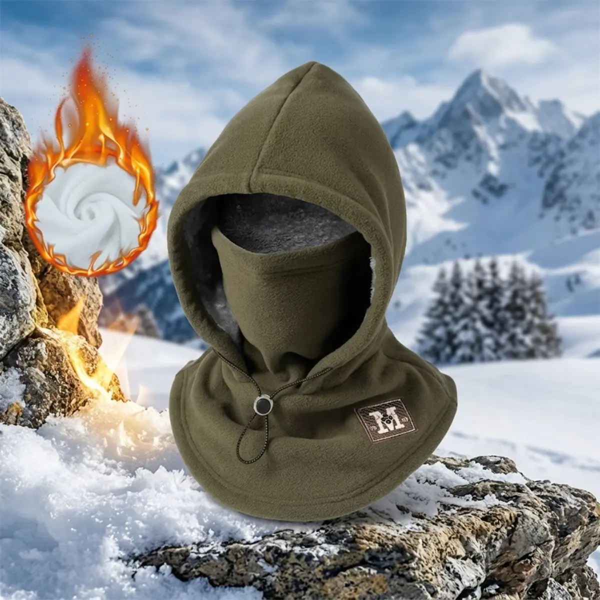 Unisex Thick Fleece Winter Balaclava Hood - Windproof Thermal Full Face Mask with Neck Gaiter for Cycling Ski, Cold Weather Outdoor Sports