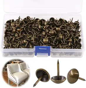 Keadic 300Pcs [ 7/16" in Diameter] Antique Upholstery Tacks Furniture Nails Pins Kit for Upholstered Furniture Cork Board or DIY Projects - Bronze Keadic