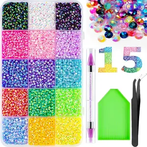 20000Pcs Resin Jelly Rhinestones Multicolor 3mm Flatback Rainbow Gems Bedazzling Crystal with  Rhinestone Picker for DIY Crafting Clothes Shoes Nail Art