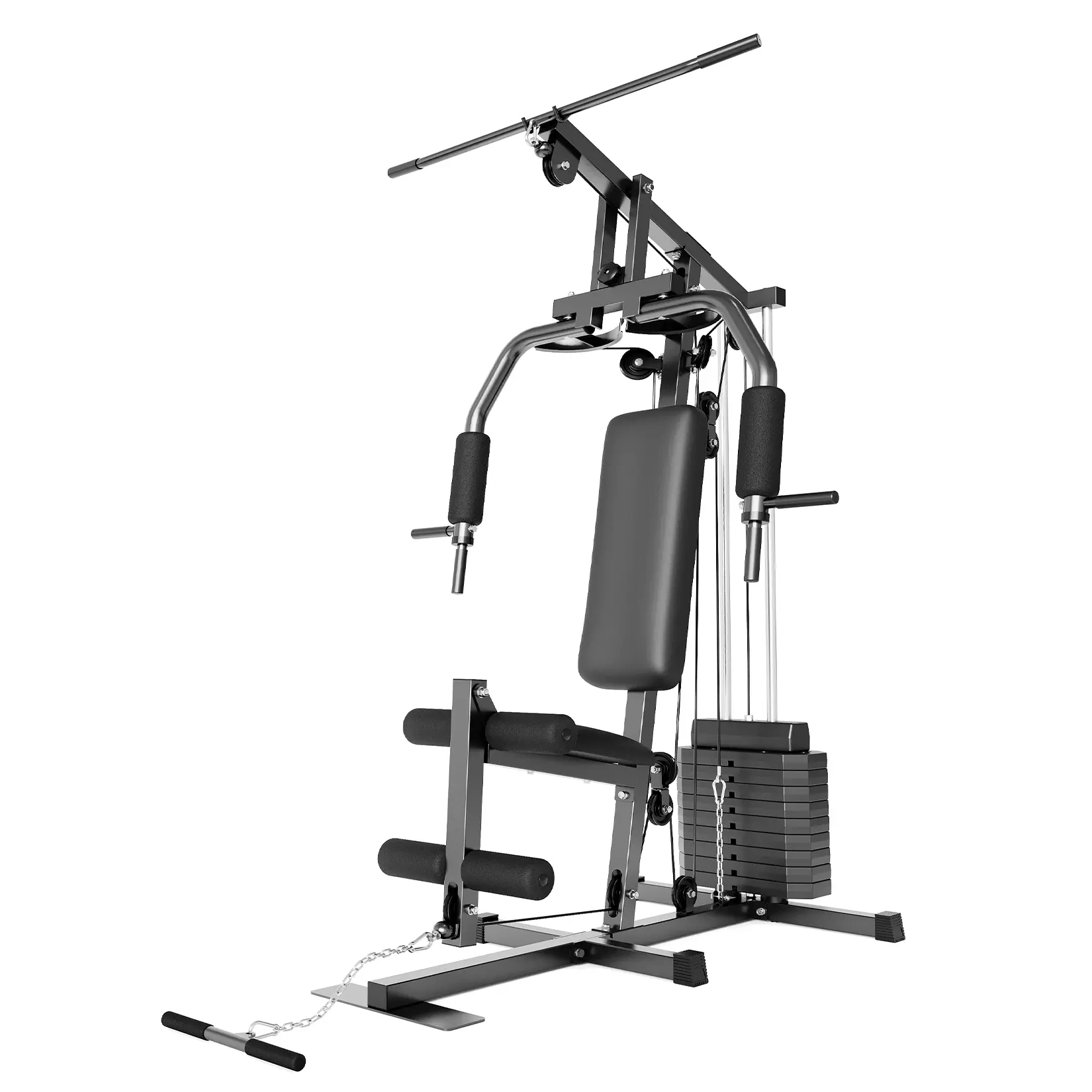 100 lbs Adjustable Steel Weight Stack Home Gym System - Compact Design Full Range Strength Training Equipment, Includes Pulley System, Lat Pull Down, Chest Press, Leg Extension for Home Fitness