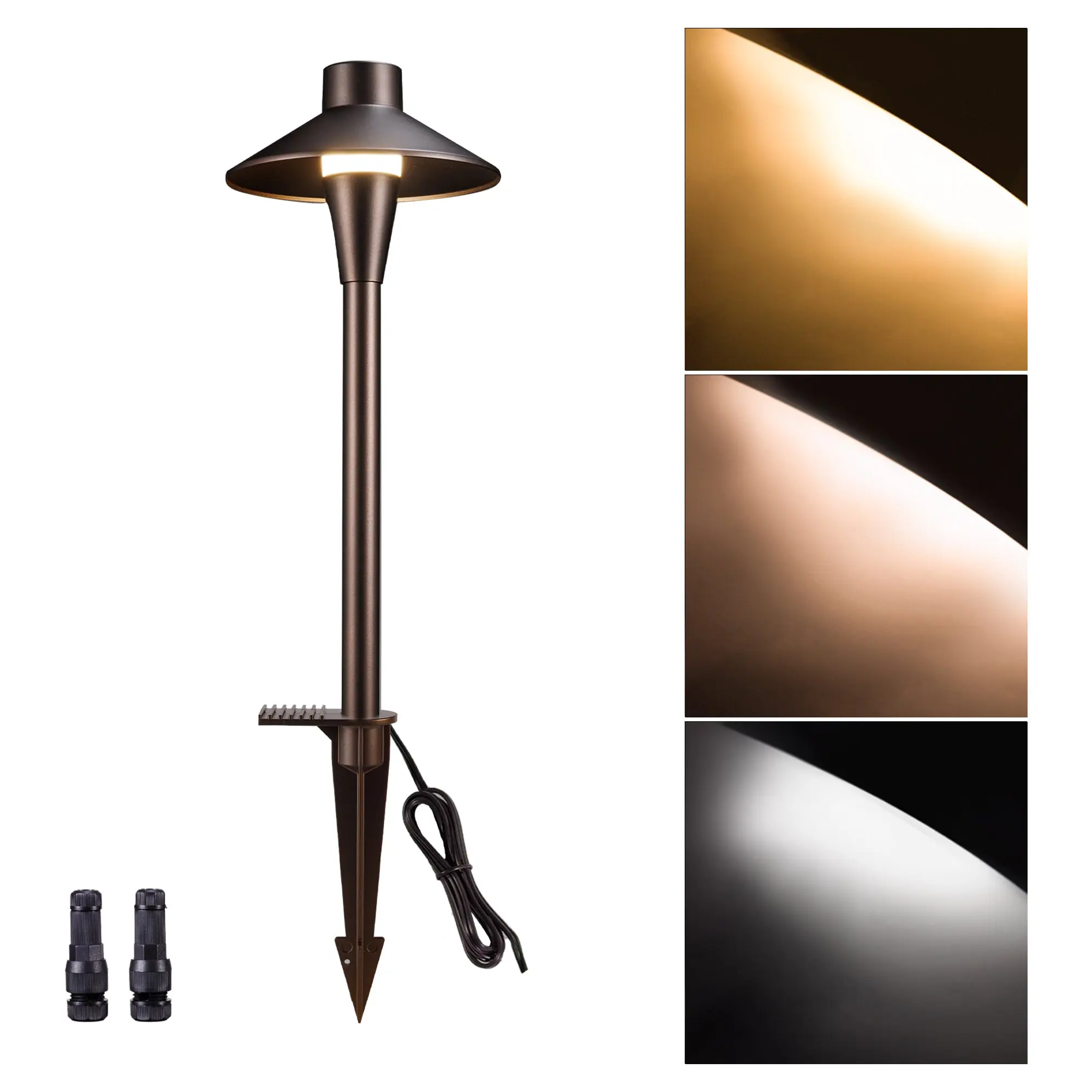 Gardenreet Aluminum Landscape Path Lights, 3000K/4000K/5000K Selectable Pathway Lights, 12V Low Voltage Wired, LED Outdoor Waterproof, 5W 150LM (9409)