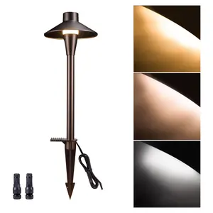 Gardenreet Aluminum Landscape Path Lights, 3000K/4000K/5000K Selectable Pathway Lights, 12V Low Voltage Wired, LED Outdoor Waterproof, 5W 150LM (9409)