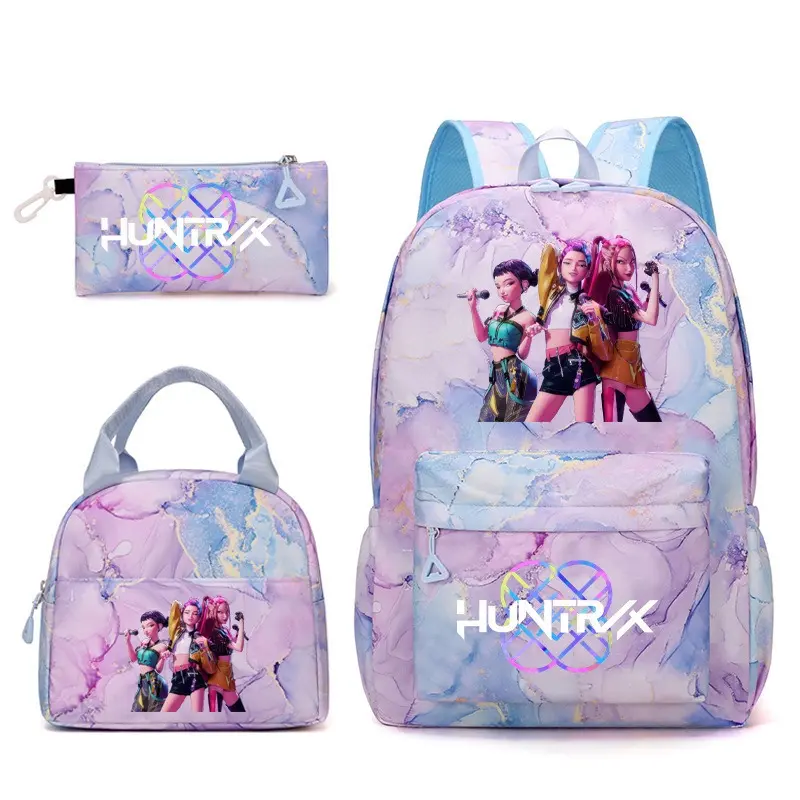 Pastel Marble Fluid Ink Vocal Trio Microphone Graphic 3-in-1 Laptop Backpack Set