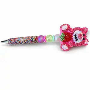 Bling Bear Pen with Glittery Design and Colorful Beads for a Fun Writing Experience