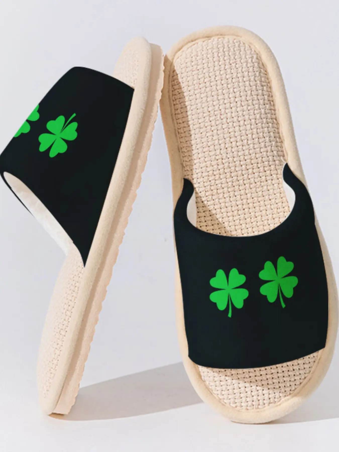 Women's Linen Asymmetrical Design Slippers, Breathable Anti-Slip Sole, Casual All-Season Footwear for Bedroom & Living Room