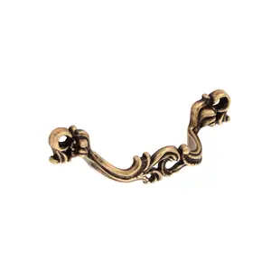 Antique Brass Baroque Cabinet Pulls – Ornate Vintage Drawer Hardware