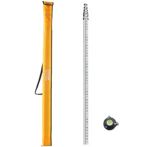 VEVOR Aluminum Grade Rod, 14-Feet/8ths 4 Sections Telescopic Measuring Rod, Double-Sided Scale 1/8in Leveling Rod Stick, Aluminum Alloy Survey Rod w/ Bubble Level Carrying Bag for Houses, Walls, FloorsVEVOR Super Brand Day