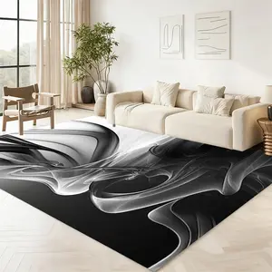 Black and white abstract pattern. Soft flannel decorative carpet for living room and bedroom, machine washable and colorfast, various sizes