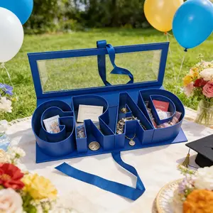2026 Graduation DIY Letter Gift Box, Grad Shape Fillable Paper Box, Floral Bouquet Packaging, Bracelet Holder, Luxury Gift Box for High School Graduates