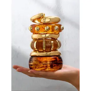 Women's 6-Piece Resin Cuff Bangle Bracelet Set, Irregular Shape Oversized Chunky Metal Clasp, Acrylic Bracelets for Daily Wear & Parties, Trendy Stack Bangle