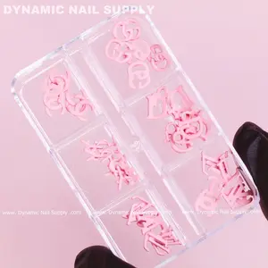 30 pcs Pink Multi-shapes Resin Brand Name Charms for Nails Art Design