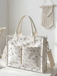 One Floral Pattern Printed Casual Travel Bag, Large Capacity, Wear-resistant and Durable. Multi-pocket Design for High Space Utilization, Suitable for Work, Shopping, Picnic and Other Occasions