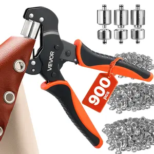 VEVOR Grommet Tool Kit 1/4" 3/8" 1/2" 900 PCS Grommets Eyelet Tool Kit, with Eyelets and Washers, Manual Grommet Press Pliers, Hole Punch Tools, Blocks, for Leather, Tarps, Shoes, Crafts, Fabric