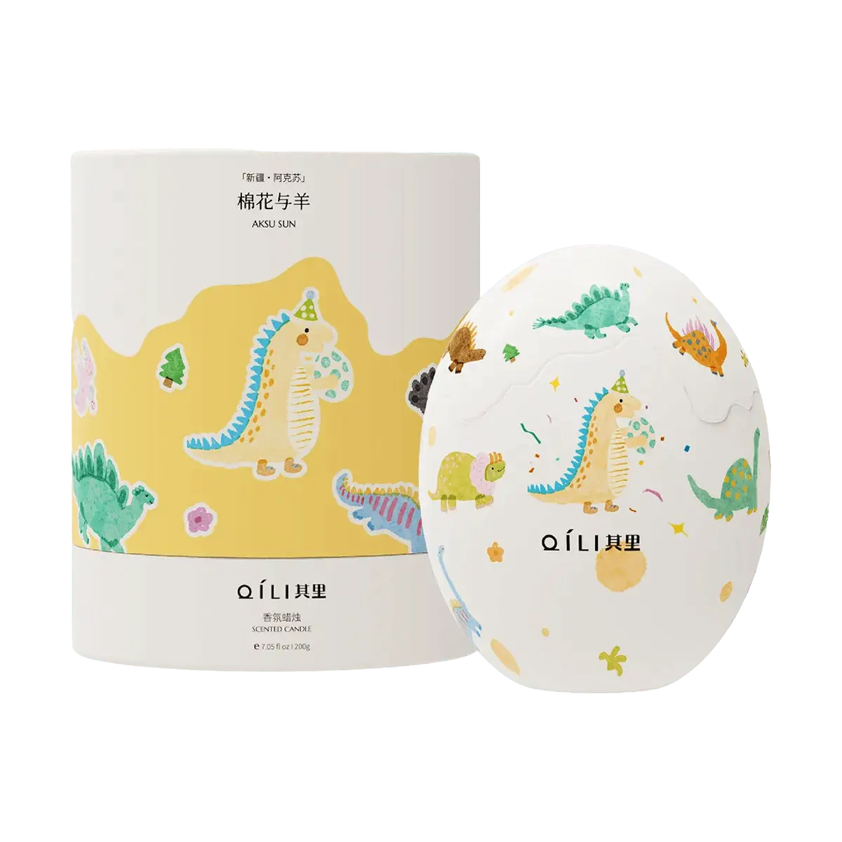 OILI QILI Giant Dinosaur Egg Scented Candle, Dinosaur Hatching Aromatherapy Candle, Long-Lasting Home Fragrance, Cotton & Lamb Scent, 200g, Birthday Gift Box