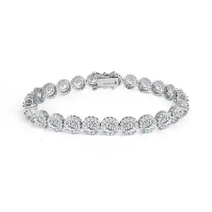 5mm Round Cut Tennis Bracelet, 14K Gold Plated Unisex Copper Cubic Zirconia, Classic Couple Jewelry, Anniversary Birthday Gift with Gift Box