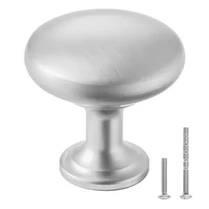 VEVOR Cabinet Knobs, Summervibes,Summervibes, 25 Pack, 1.1 Inch Zinc Alloy Drawer Pulls & Door Handles, Mushroom Kitchen Dresser Solid Knobs, Cupboard Hardware with Screws for Bathroom Closet Cabinets Drawers, Nickel Color