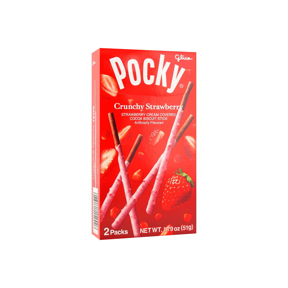 GLICO Crunchy Strawberry Pocky Cookie Sticks, 1.79oz