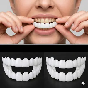[3 PACK] 1-Minute Snap on Veneers Stains& Bad Teeth Upper and Lower Matching Set Accessories for a Confident Smile Oral Whitening Reusable Comfortable Fit