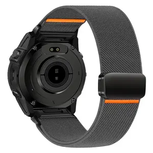20mm/22mm/26mm Stretch Nylon Quick Fit Watch Band, Smart Watch Accessories, for Garmin Fenix/Epix/Enduro Compatible with Fenix 5/6/7/8 Series, Enduro 1-3, Epix (Pro) Gen 2 - Durable, Breathable & Adjustable with Magnetic Closure