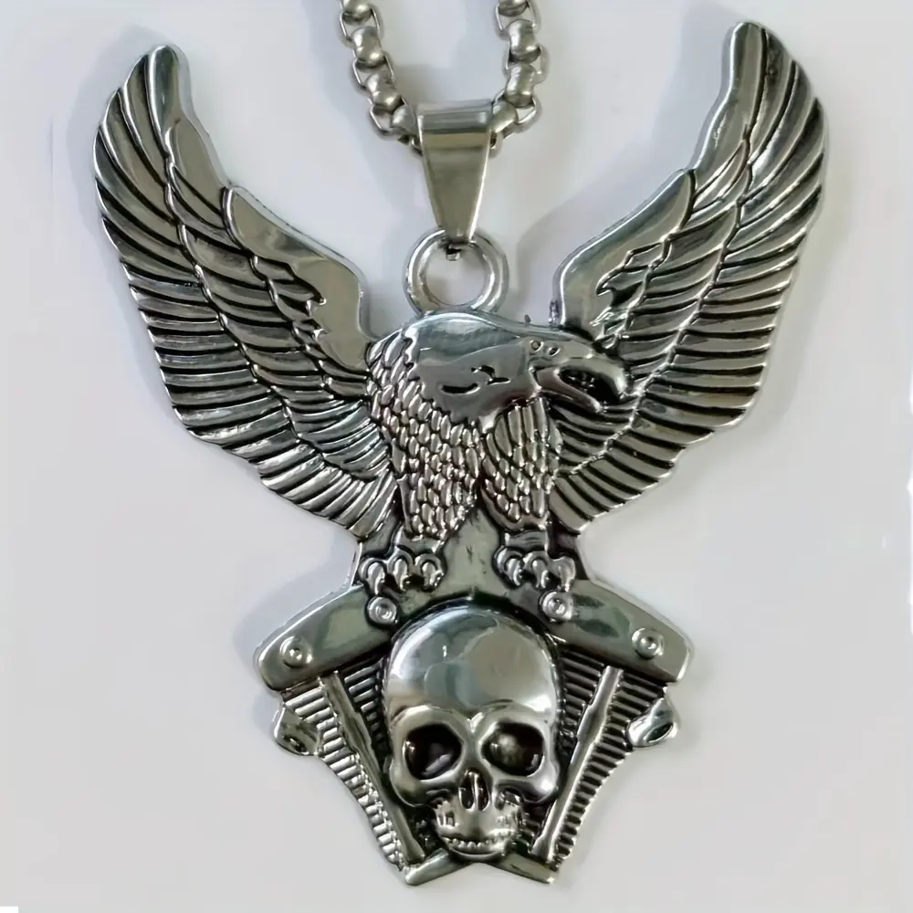 1-Piece Hip Hop Eagle Wing Pendant Necklace - Alloy & Stainless Steel Men's Jewelry with Urban Street Style, Bold Design Perfect for Daily Fashion Wear and Special Gift Giving Occasions