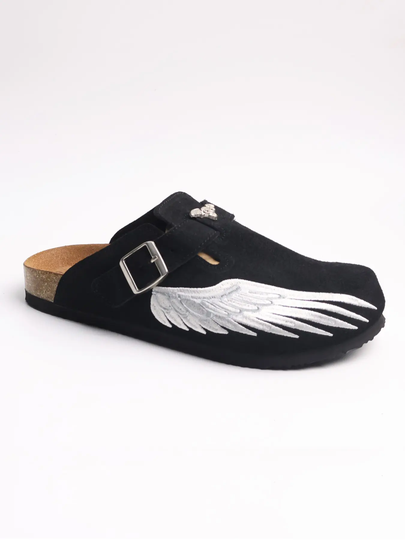 MEN'S Mule Shoes, Slip On Mules, Streetwear Mules, slip-on shoe Cowhide Leather Upper, Embroidered Design Textured Design clogs shoes, Casual Style, Rubber Sole, Spring & Fall Footwear