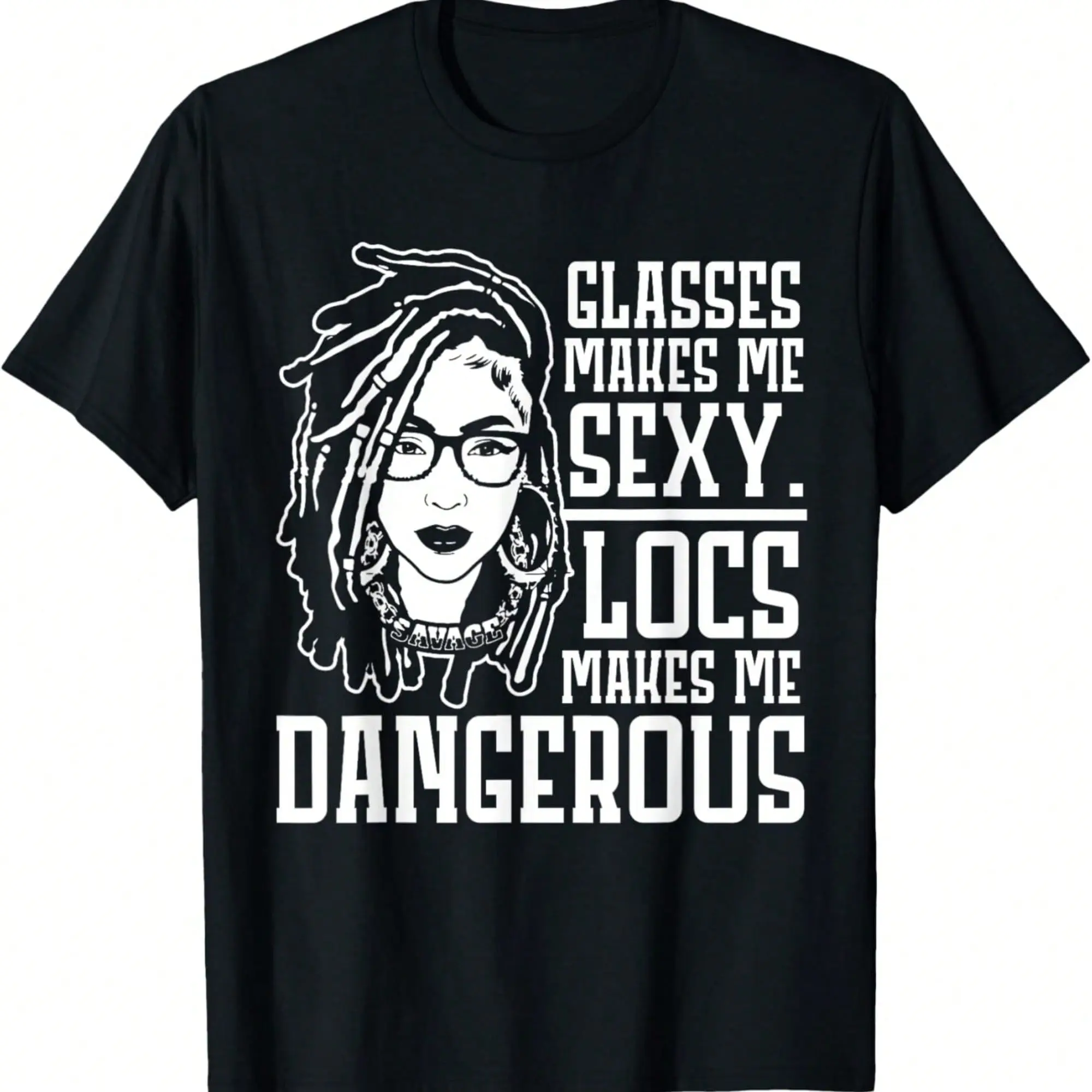 Unisex Graphic T-shirt with 'Locs Make Me Dangerous' Afro Pride Print, Casual Cotton Short Sleeve Top, Shortsleeve, Printed, Round Neck