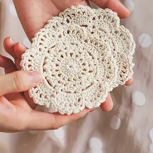 Vintage Floral Crochet Coasters, Heat-Resistant Placemats, Round Coasters, Tablecloths, Dining Table Decorations for Home, Kitchen, Restaurant