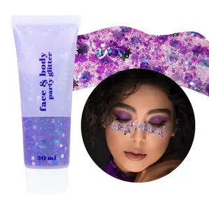 Body Glitter Gel – Chunky Glitter for Face, Hair & Nails | Festival, Christmas & Masquerade Party Makeup | Shimmer Liquid Eyeshadow for Sparkling Looks