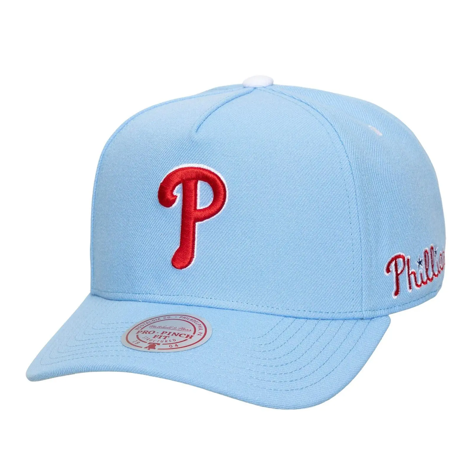 Philadelphia Phillies Light Blue Legendary Home Pro Pinch Snapback Hat MLB Throwback Cap Adjustable Fan Gear Mitchell & Ness