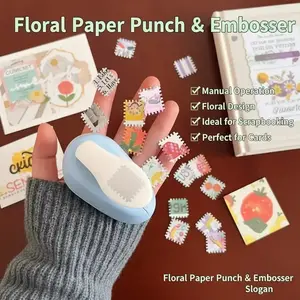 Effortless Stamp Embosser and Decorative Edge Cutter for Scrapbooking, Journals and Card Making, Manual Punch Tool for Craft Enthusiasts, DIY Sticker