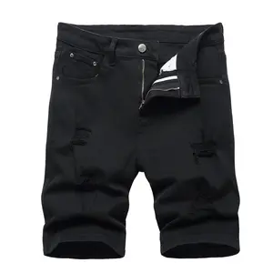 JUNBAOSS Men's Slim Fit Stretch Denim Shorts Ripped Skinny Jean Shorts for Men, Fashion Straight Comfort Flex Waist Short Jean