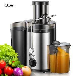 Qcen Juicer Machine, 500W Centrifugal Juicer Extractor with Wide Mouth 3” Feed Chute for Fruit Vegetable, Easy to Clean, Stainless Steel, BPA-free