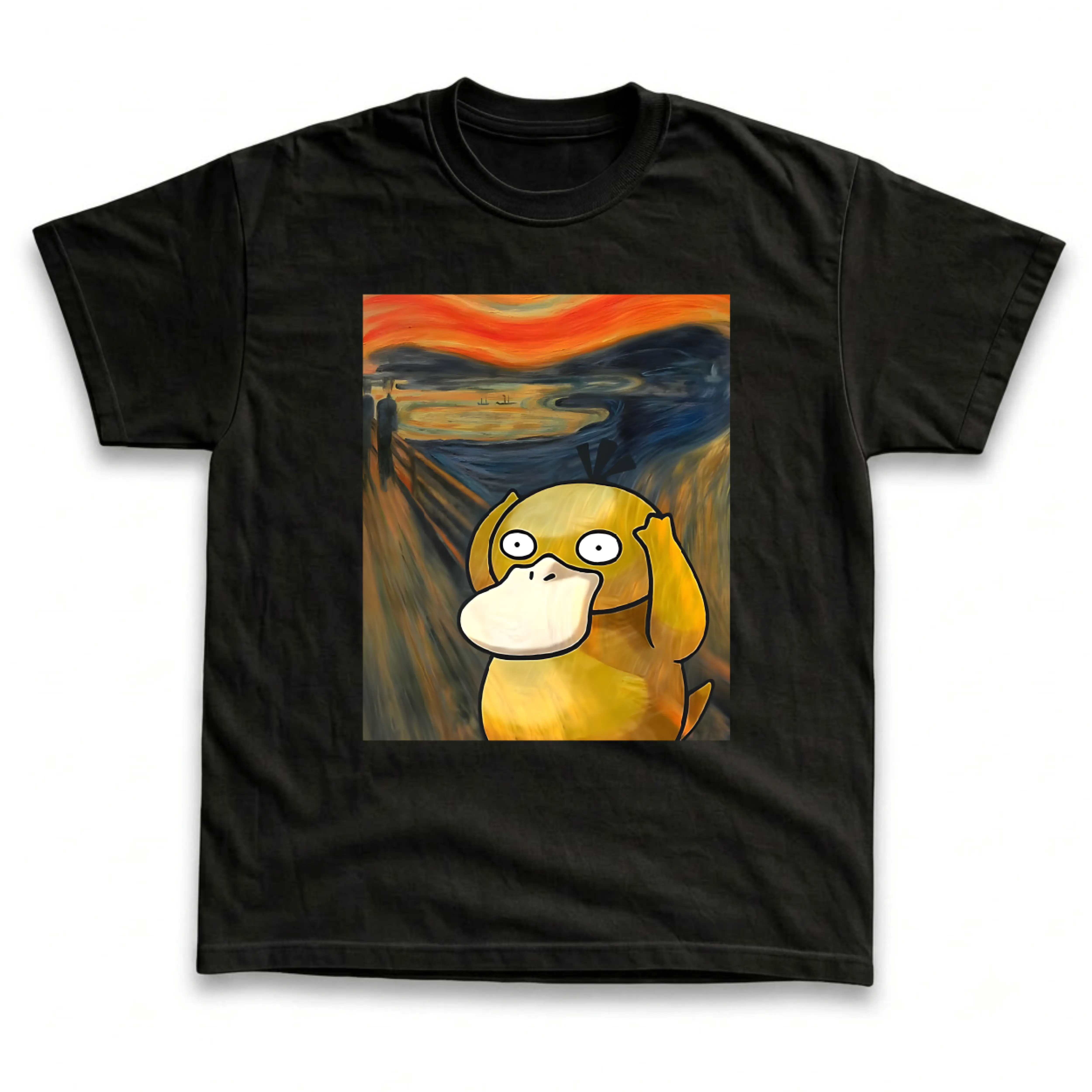 Men's and Women's T-Shirt, Vintage Screaming Psyduckk Graphic Tee, Pokebon T-Shirt, Unisex Gift Manga Anime Tee, Gothic Grunge Y2K Emo Scene Amity Affliction Style Clothes Menswear Womenswear Streetwear