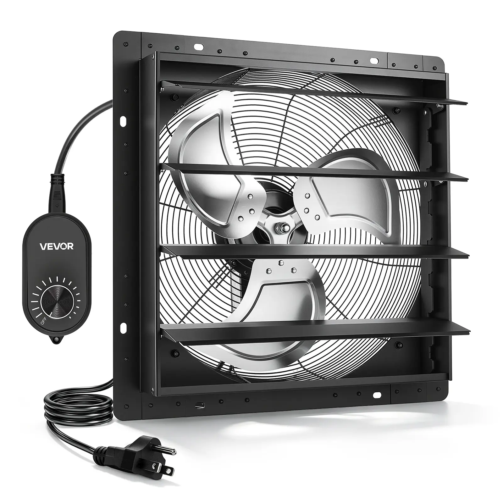 VEVOR 18 in Shutter Exhaust Fan Wall-Mount Automatic Louvers Variable Speed, Sturdy Steel Housing, Low Noise, AC Motor, 3051 CFM Ventilation and Cooling for Attic, Garage, Barn, Greenhouse, Workshop