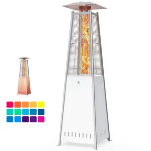 48,000 BTU Propane Heater Outdoor Patio Heaters , Patio Heater Deck Porch for Outdoor Use Camping Backyard Commercial with heels, Double-Layer Stainless Steel Burner, 87" H