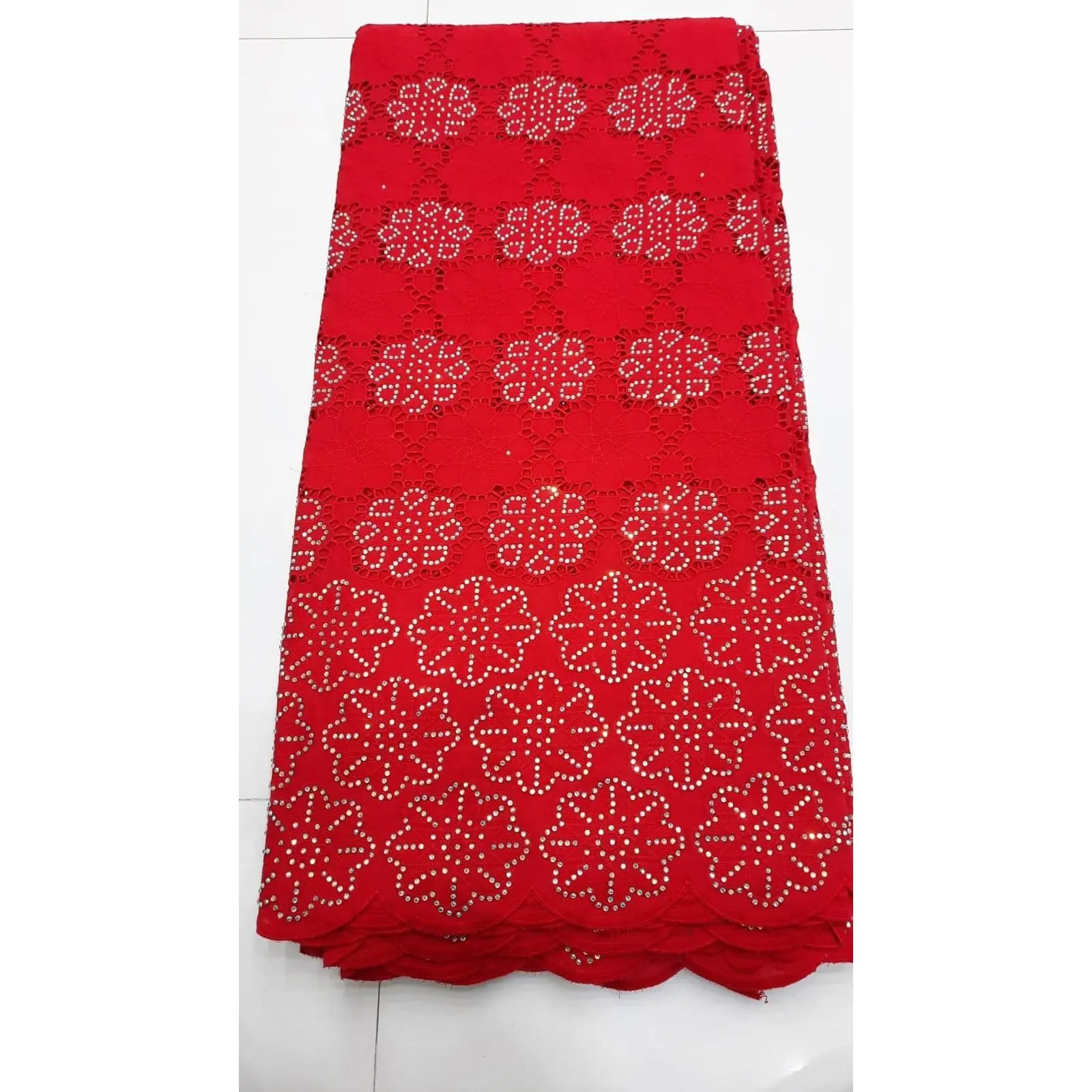 5 Yards Of Luxury African Fabric Dry Lace with Rhinestone.