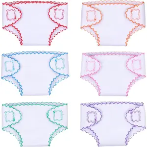 6 Pcs Baby Doll Diapers for 12-15 Inch Dolls, Reusable & Washable Doll Underwear Fits Newborn Baby Dolls, Pretend Play Accessories for Toddlers Girls