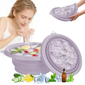 Foldable Ice Bowl with Built-In Ice Tray Silicone Facial Ice Bath for Shrinking Pores Boosting Circulation Cold Plunge Skincare Gift for Men Women Purple 300G