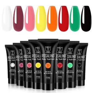 ROSALIND Mini Poly Nail Gel Set 8 Classic and Fashional Colors Extension Nail Gel Manicure Crystal Gel Acrylic Need UV Lamp to Dry Beginner Friendly Poly Nail Gel Polish Set