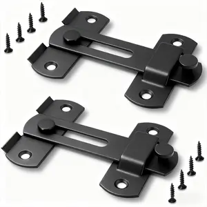 2 Pack Black Barn Door Lock, Premium 4-Inch​​ Sliding Barn Door Latch with Easy Installation, Rust & Scratch-Resistant, Door Latches Hardware for Barn, Bathroom, Garage, Cabinet