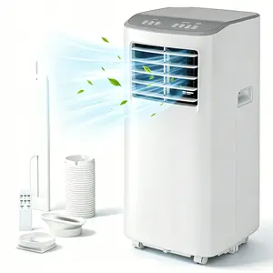 Garvee 8000 BTU Portable Air Conditioner, 3‑in‑1 Cooling Dehumidifier & Fan, Quiet Auto Evaporation No‑Drain Design, Remote Control & 24H Timer, Cools Up to 350 Sq.Ft, Ventless White Indoor AC Unit